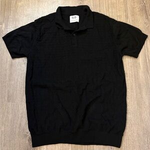 William Rast Black Short-Sleeve Polo Knit Shirt